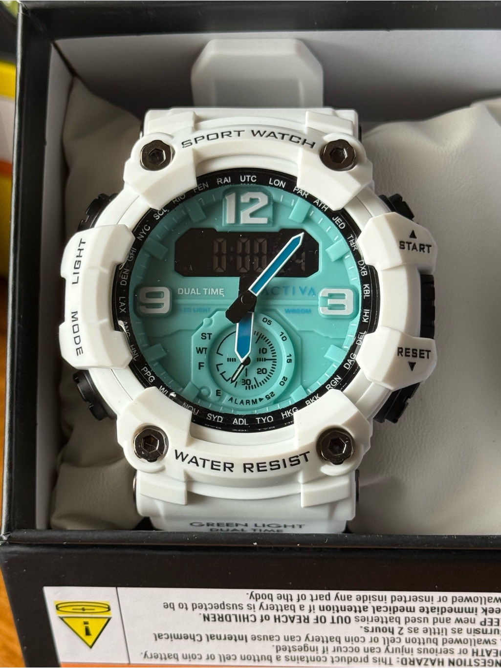 Activa Nib White Sport Watch With Mint Green Dial Unisex